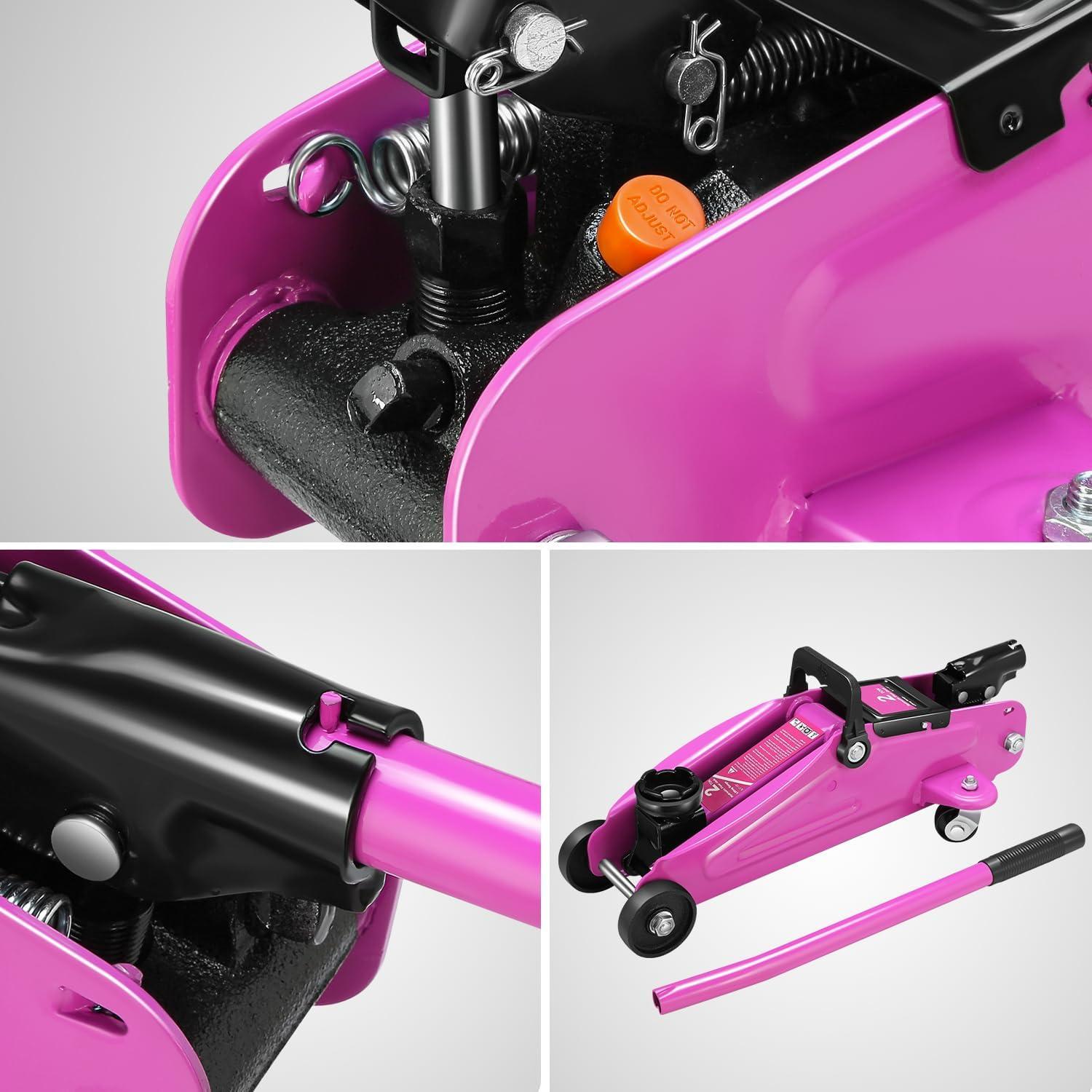 imageDNA MOTORING Low Profile Hydraulic Trolley ServiceFloor Jack Combo with 2 Ratchet Jack Stands 2 Ton 4000 lbs Capacity RedBlack TOOLS00280Purple