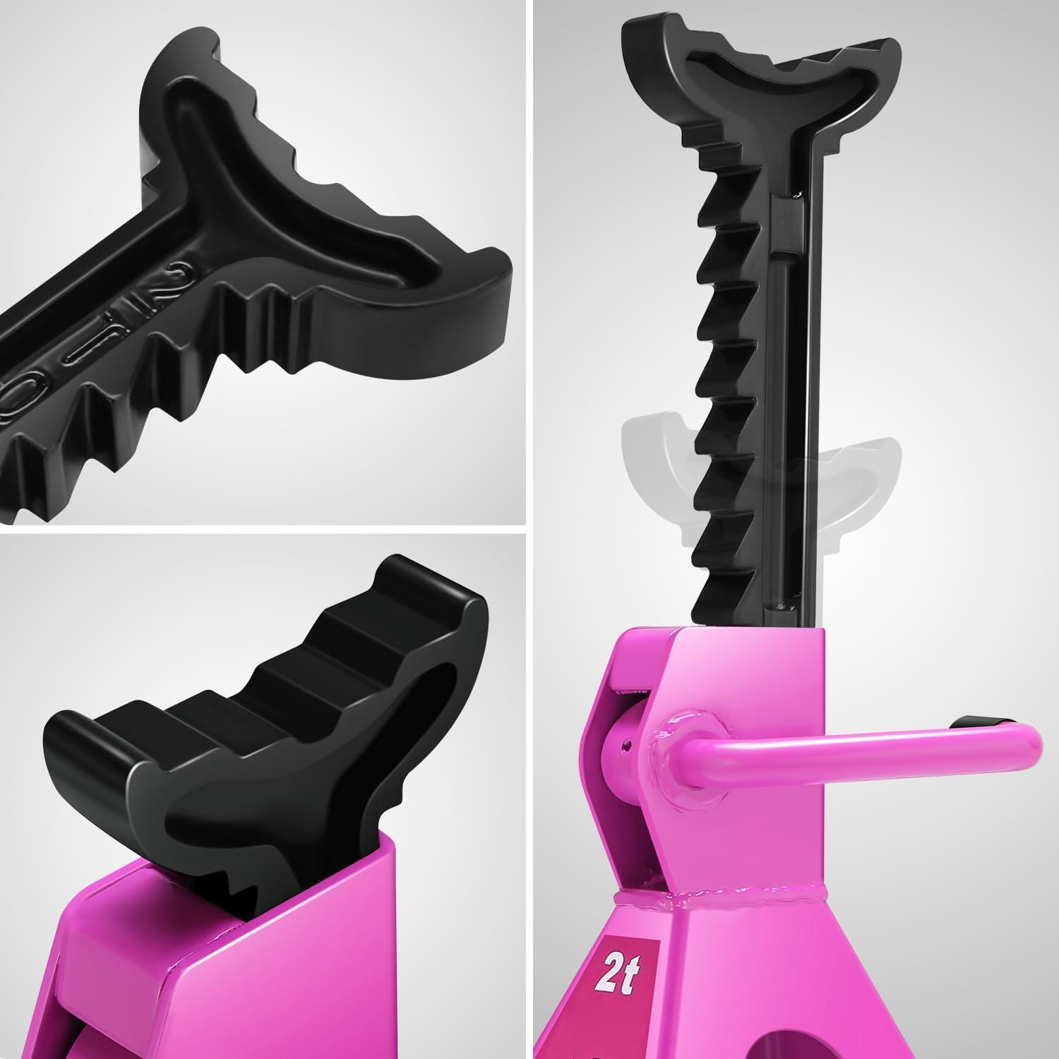 imageDNA MOTORING Low Profile Hydraulic Trolley ServiceFloor Jack Combo with 2 Ratchet Jack Stands 2 Ton 4000 lbs Capacity RedBlack TOOLS00280Purple