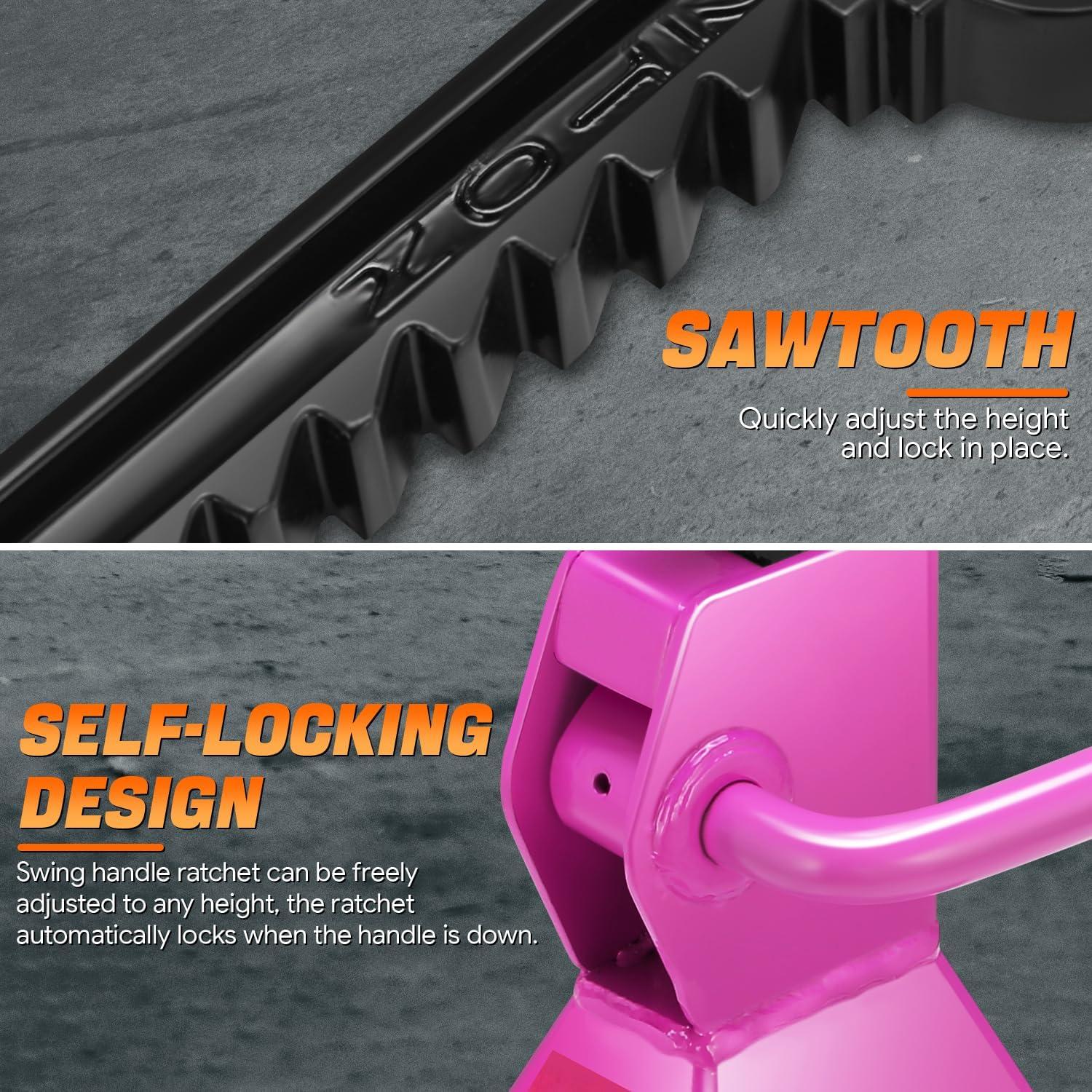 imageDNA MOTORING Low Profile Hydraulic Trolley ServiceFloor Jack Combo with 2 Ratchet Jack Stands 2 Ton 4000 lbs Capacity RedBlack TOOLS00280Purple