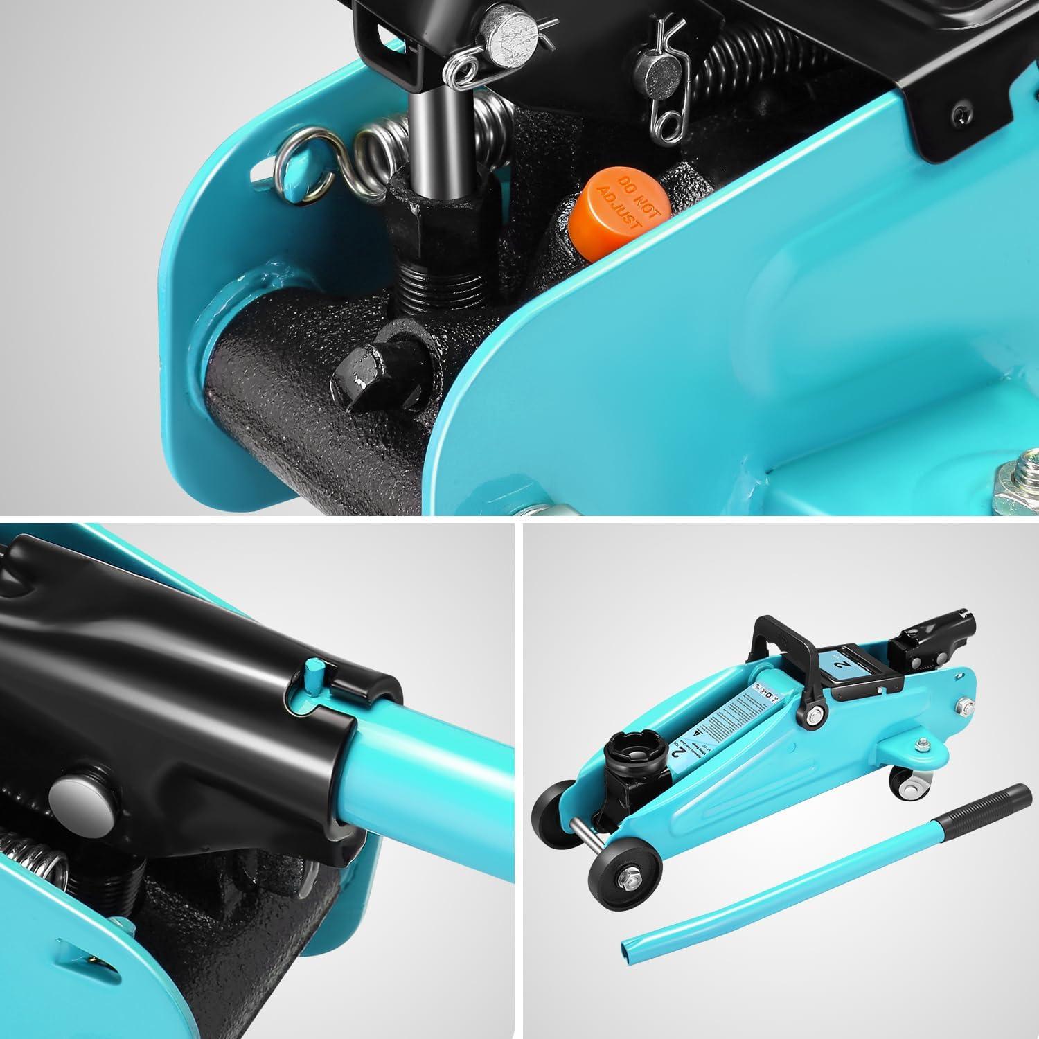 imageDNA MOTORING Low Profile Hydraulic Trolley ServiceFloor Jack Combo with 2 Ratchet Jack Stands 2 Ton 4000 lbs Capacity RedBlack TOOLS00280Tiffany Blue