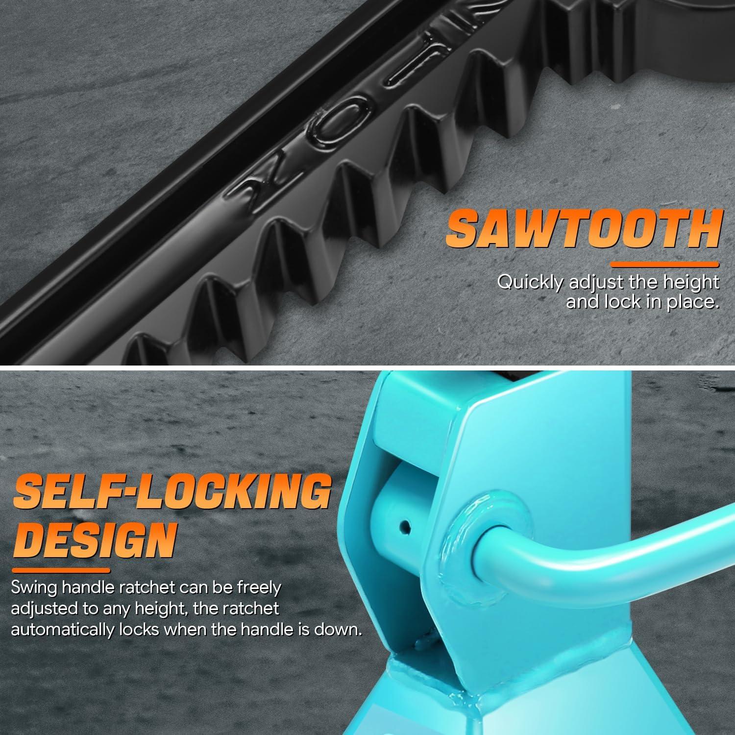 imageDNA MOTORING Low Profile Hydraulic Trolley ServiceFloor Jack Combo with 2 Ratchet Jack Stands 2 Ton 4000 lbs Capacity RedBlack TOOLS00280Tiffany Blue