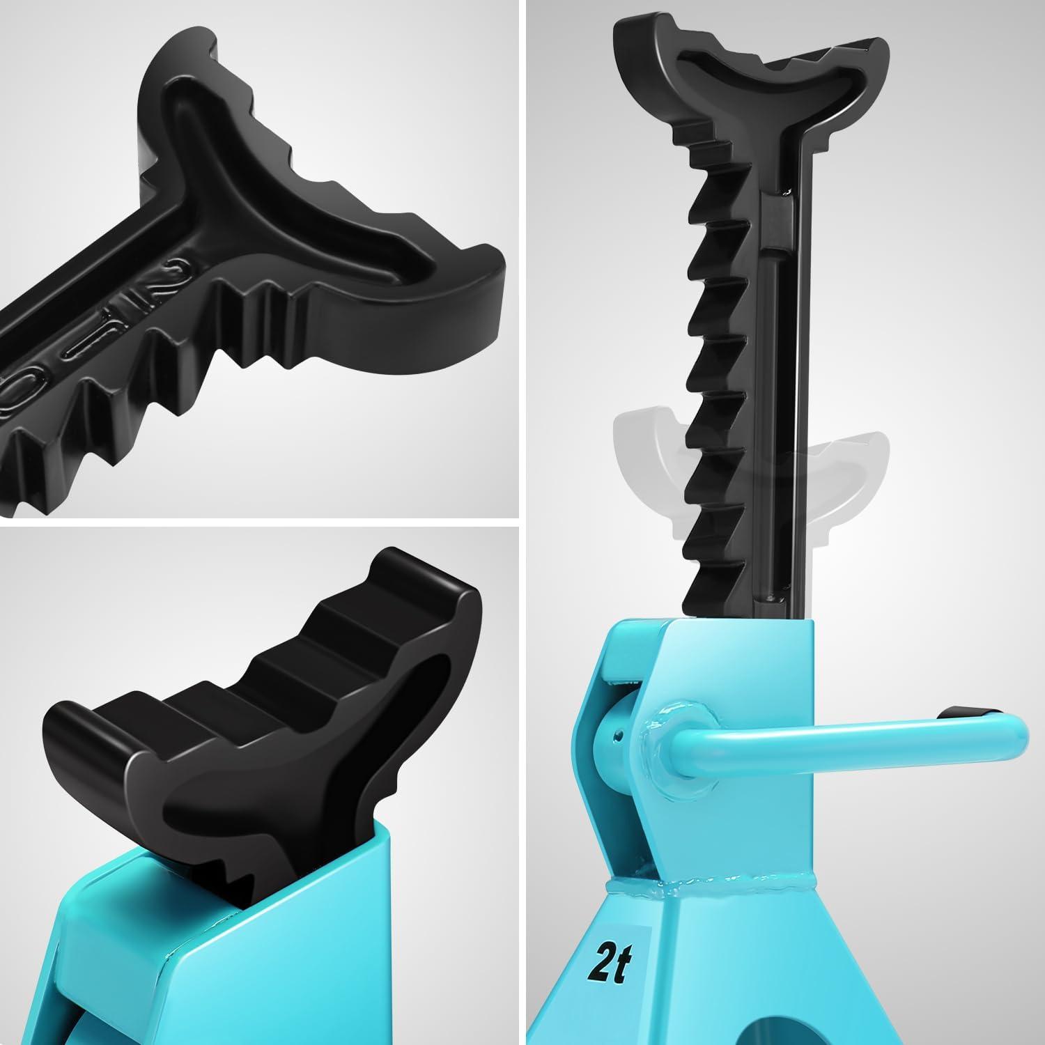 imageDNA MOTORING Low Profile Hydraulic Trolley ServiceFloor Jack Combo with 2 Ratchet Jack Stands 2 Ton 4000 lbs Capacity RedBlack TOOLS00280Tiffany Blue