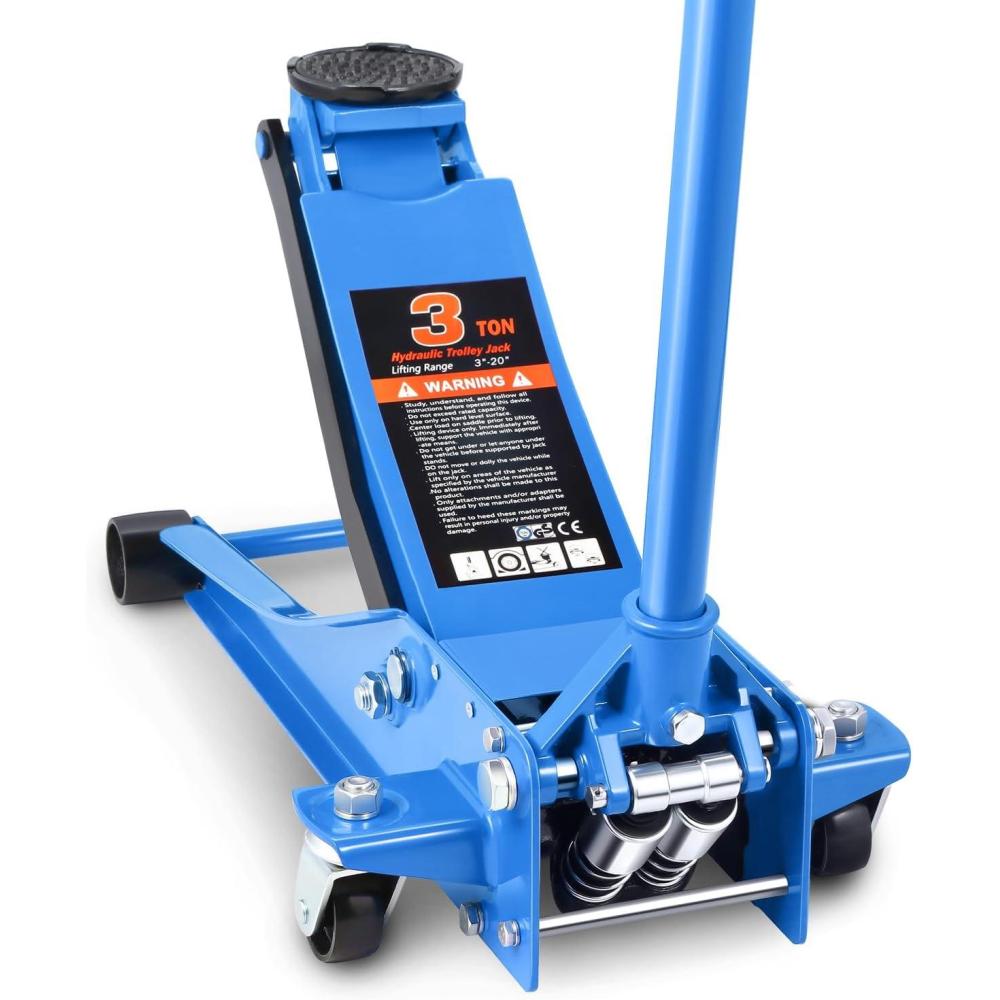 imageDNA MOTORING Low Profile Hydraulic Trolley ServiceFloor Jack 3 Ton 6000 lbs Capacity Lifting Range 3quot20quot TOOLS00235Blue
