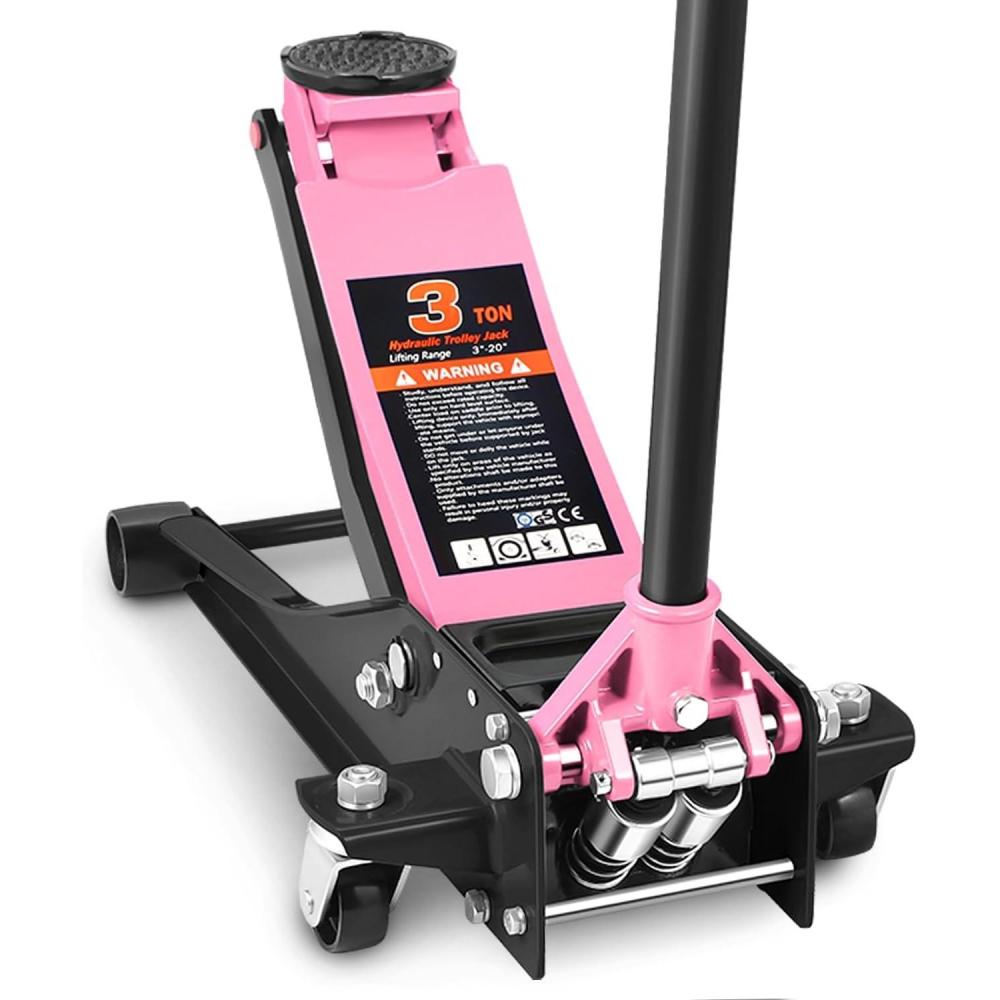 imageDNA MOTORING Low Profile Hydraulic Trolley ServiceFloor Jack 3 Ton 6000 lbs Capacity Lifting Range 3quot20quot TOOLS00235Pink
