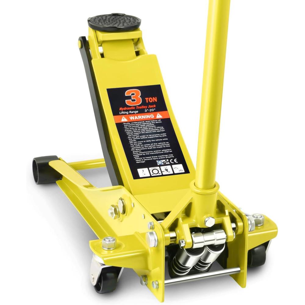 imageDNA MOTORING Low Profile Hydraulic Trolley ServiceFloor Jack 3 Ton 6000 lbs Capacity Lifting Range 3quot20quot TOOLS00235Yellow