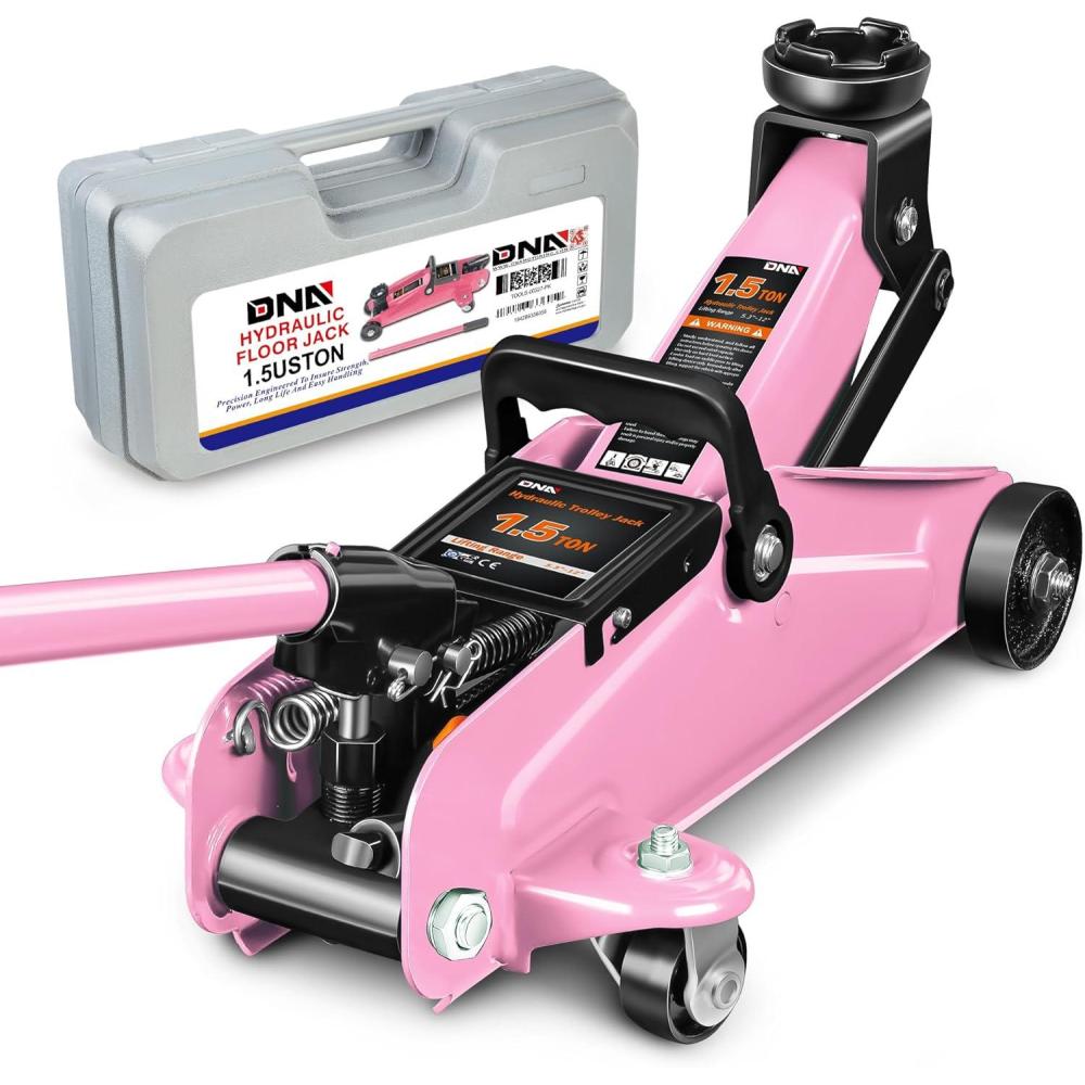 imageDNA MOTORING TOOLS00234 Low Profile Hydraulic Trolley ServiceFloor Jack 2 Ton 4000 lbs Capacity Lifting Range 51quot13quot BlackPink