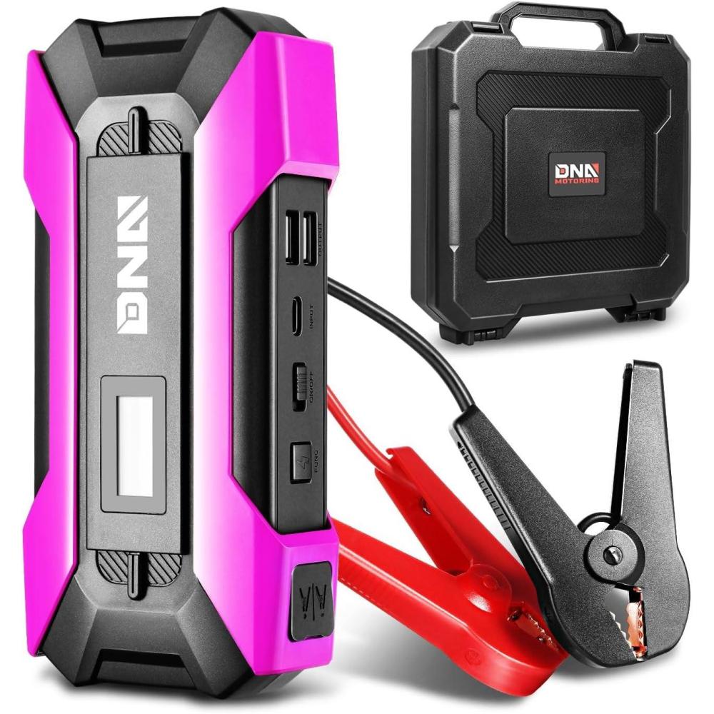 imageDNA MOTORING TOOLS00269 12V 1500A 15000 mAh MultiFunction Portable Car Battery Jump Starter for Up to 70L Gas ampamp 55L Diesel Engine with Carry Case WhitePurple