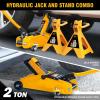 DNA MOTORING Low Profile Hydraulic Trolley Service/Floor Jack Combo with 2 Ratchet Jack Stands, 2 Ton (4000 lbs) Capacity, Red/Black, TOOLS-00280(Orange)