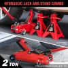 DNA MOTORING Low Profile Hydraulic Trolley Service/Floor Jack Combo with 2 Ratchet Jack Stands, 2 Ton (4000 lbs) Capacity, Red/Black, TOOLS-00280(Red)