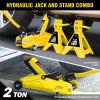 DNA MOTORING Low Profile Hydraulic Trolley Service/Floor Jack Combo with 2 Ratchet Jack Stands, 2 Ton (4000 lbs) Capacity, Red/Black, TOOLS-00280(Yellow)