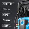 DNA MOTORING TOOLS-00229 Up to 2176 PSI Pressure 2.4 GPM Max Flow Electric Pressure Washer for Yard and Car Cleaning with Spray Nozzle Foam Bottle + 4 Turbo Nozzles IPX5 Driveway Patio Deck(Red)(Blue)