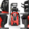 DNA MOTORING TOOLS-00229 Up to 2176 PSI Pressure 2.4 GPM Max Flow Electric Pressure Washer for Yard and Car Cleaning with Spray Nozzle Foam Bottle + 4 Turbo Nozzles IPX5 Driveway Patio Deck(Red)(Red)