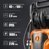 DNA MOTORING TOOLS-00229 Up to 2176 PSI Pressure 2.4 GPM Max Flow Electric Pressure Washer for Yard and Car Cleaning with Spray Nozzle Foam Bottle + 4 Turbo Nozzles IPX5 Driveway Patio Deck(Red)(Orange)
