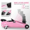 DNA MOTORING TOOLS-00234 Low Profile Hydraulic Trolley Service/Floor Jack, 2 Ton (4000 lbs) Capacity, Lifting Range 5.1″-13″, Black(Pink)