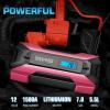 DNA MOTORING TOOLS-00269 12V 1500A 15000 mAh Multi-Function Portable Car Battery Jump Starter for Up to 7.0L Gas & 5.5L Diesel Engine, with Carry Case, White(Pink)