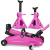 DNA MOTORING Low Profile Hydraulic Trolley Service/Floor Jack Combo with 2 Ratchet Jack Stands, 2 Ton (4000 lbs) Capacity, Red/Black, TOOLS-00280(Purple)