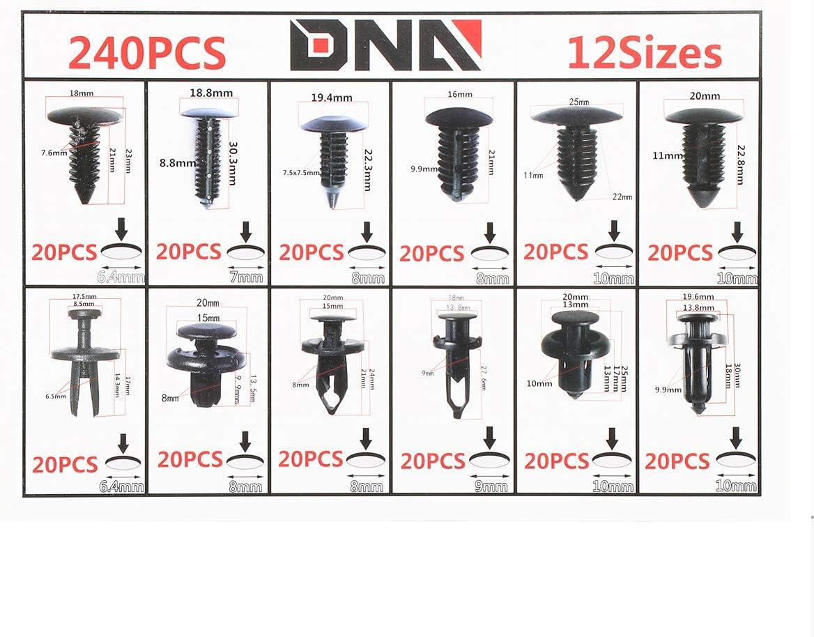 imageDNA MOTORING 240pcs Car Push Retainer Clips Plastic Bumper Clip Fender Clip Door Trim Panel Clips Bumper Fender Rivets Fasteners Push Retainer Kit for Ford GM Chrysler Toyota TOOLS00128