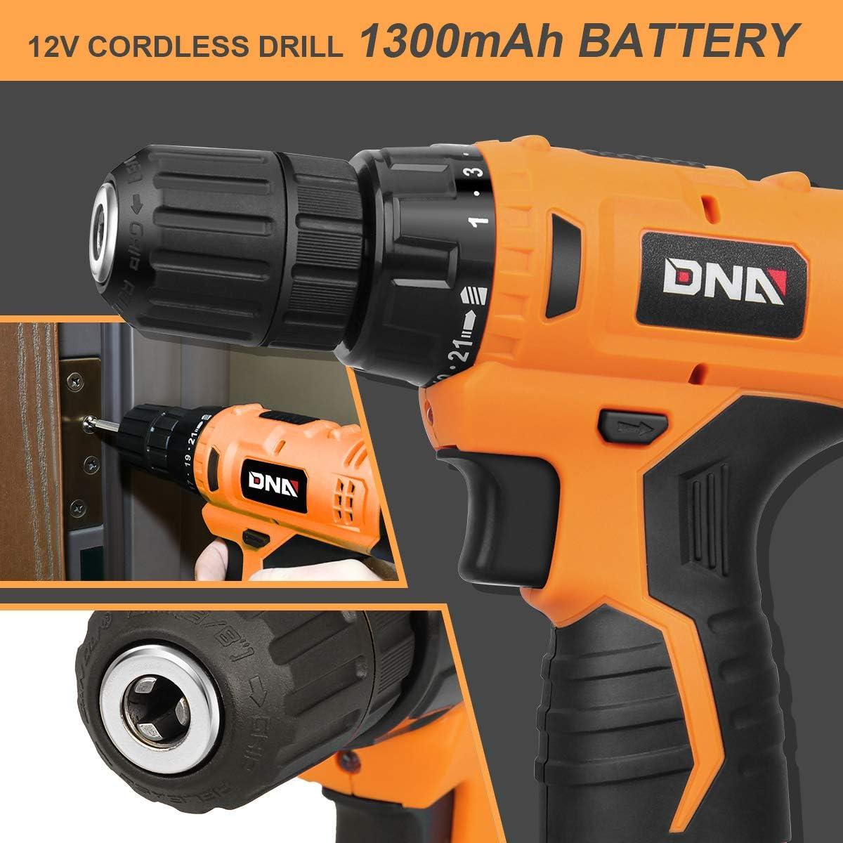 imageDNA MOTORING 27pcs 12V 1300mAh Cordless Drill Set Drill Driver Home Tool Kits Combination Tool Set Tool Kit with Drill For Home DIY Maintenance Orange TOOLS00016Orange