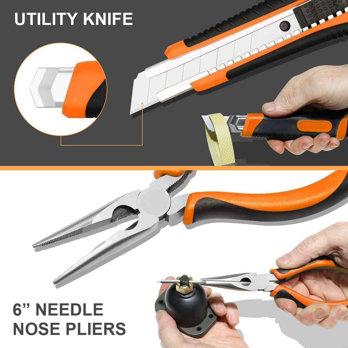 imageDNA MOTORING 27pcs 12V 1300mAh Cordless Drill Set Drill Driver Home Tool Kits Combination Tool Set Tool Kit with Drill For Home DIY Maintenance Orange TOOLS00016Orange