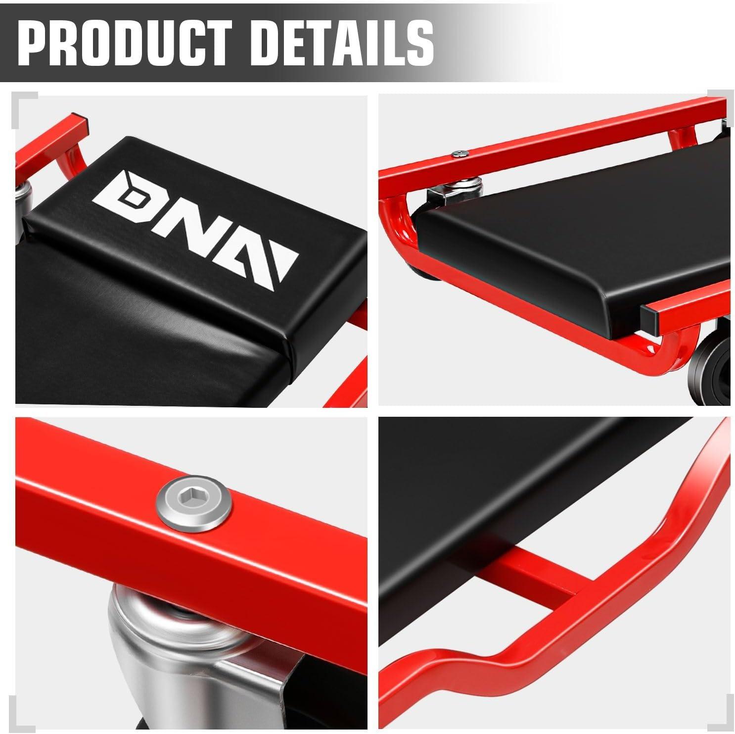 imageDNA MOTORING 40 Inch Mechanic Creeper Blow Molded Low Profile Rolling Garage Creeper wPadded Headrest Dual Tool Trays 350lbs Capacity Red TOOLS00005BlackRed