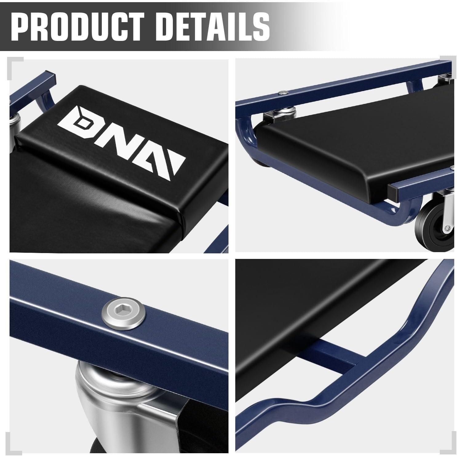 imageDNA MOTORING 40 Inch Mechanic Creeper Blow Molded Low Profile Rolling Garage Creeper wPadded Headrest Dual Tool Trays 350lbs Capacity Red TOOLS00005BlackBlue