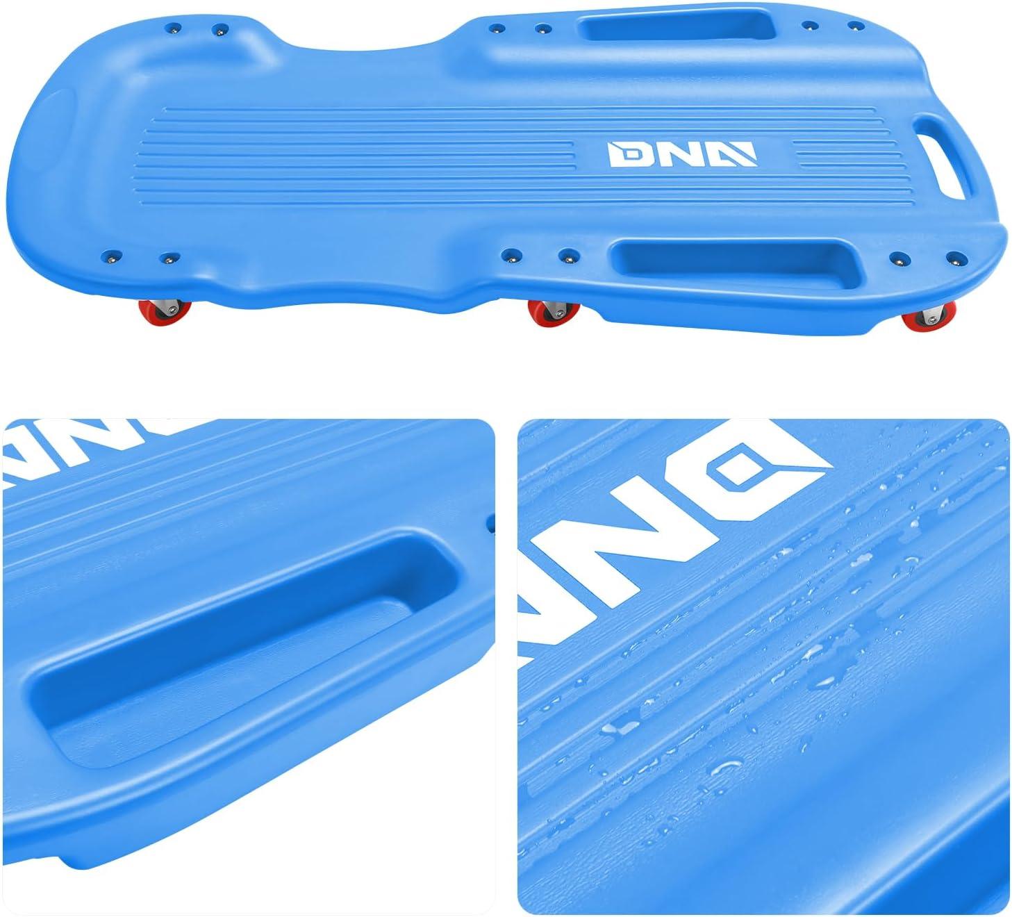 imageDNA MOTORING 40 Inch Mechanic Creeper Blow Molded Low Profile Rolling Garage Creeper wPadded Headrest Dual Tool Trays 350lbs Capacity Red TOOLS00005Blue