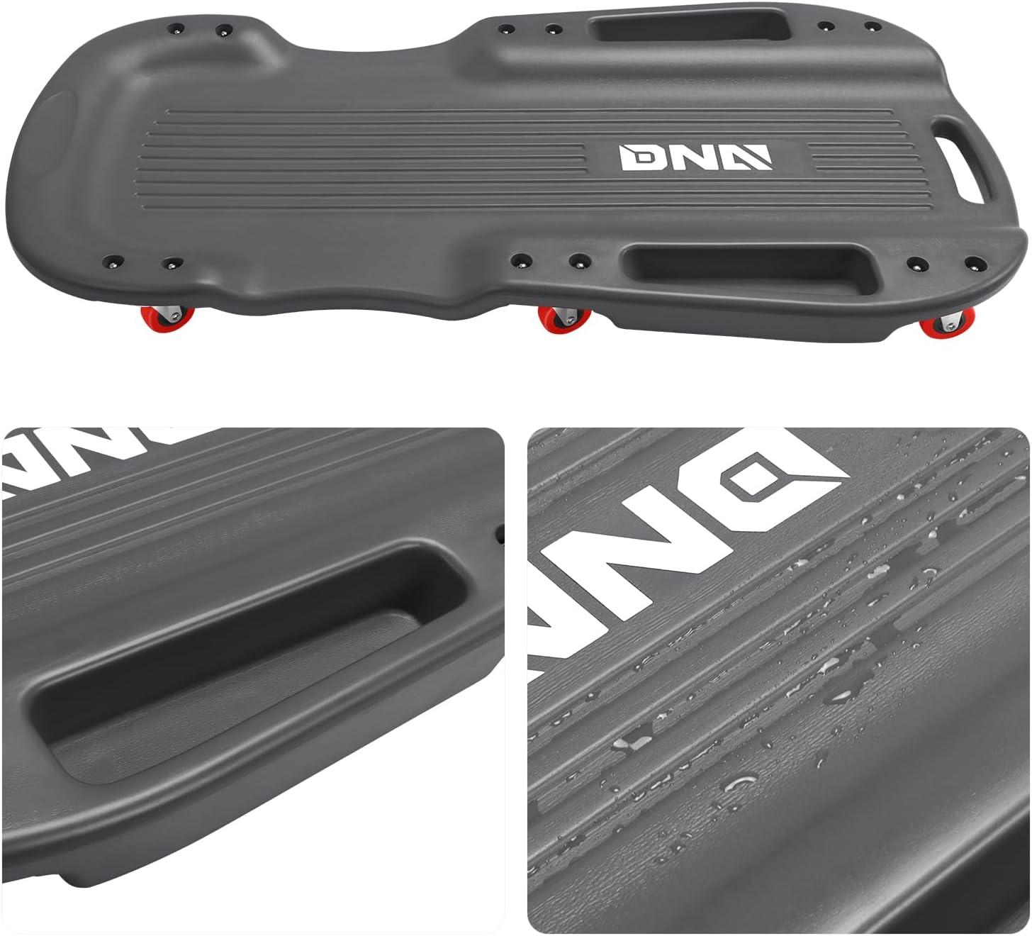 imageDNA MOTORING 40 Inch Mechanic Creeper Blow Molded Low Profile Rolling Garage Creeper wPadded Headrest Dual Tool Trays 350lbs Capacity Red TOOLS00005Black