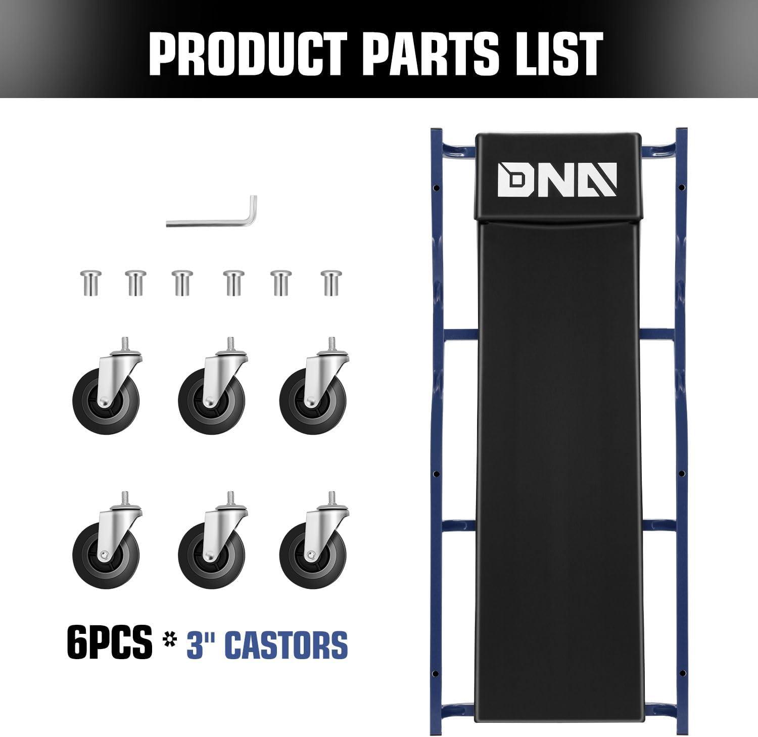 imageDNA MOTORING 40 Inch Mechanic Creeper Blow Molded Low Profile Rolling Garage Creeper wPadded Headrest Dual Tool Trays 350lbs Capacity Red TOOLS00005BlackBlue