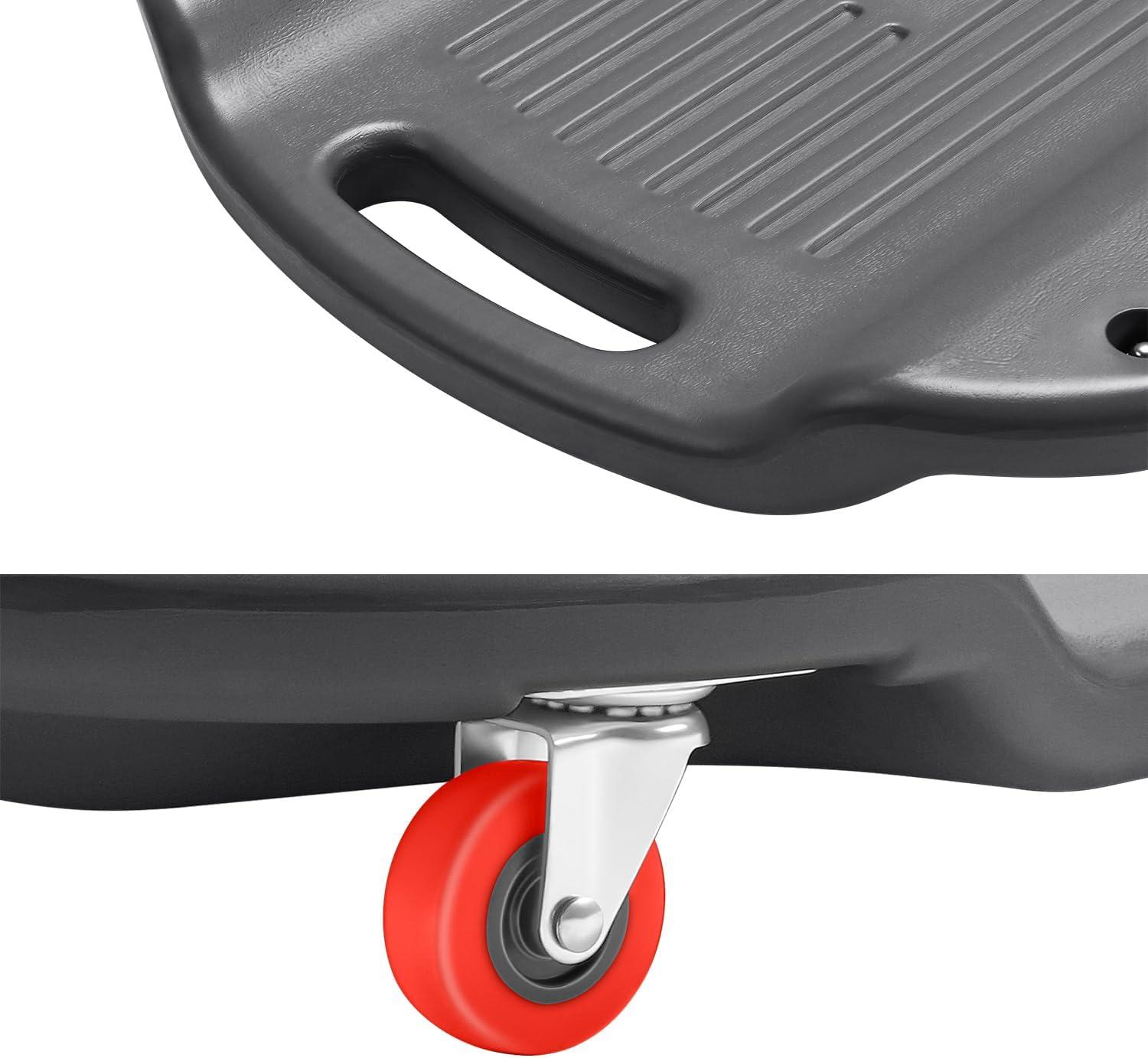 imageDNA MOTORING 40 Inch Mechanic Creeper Blow Molded Low Profile Rolling Garage Creeper wPadded Headrest Dual Tool Trays 350lbs Capacity Red TOOLS00005Black