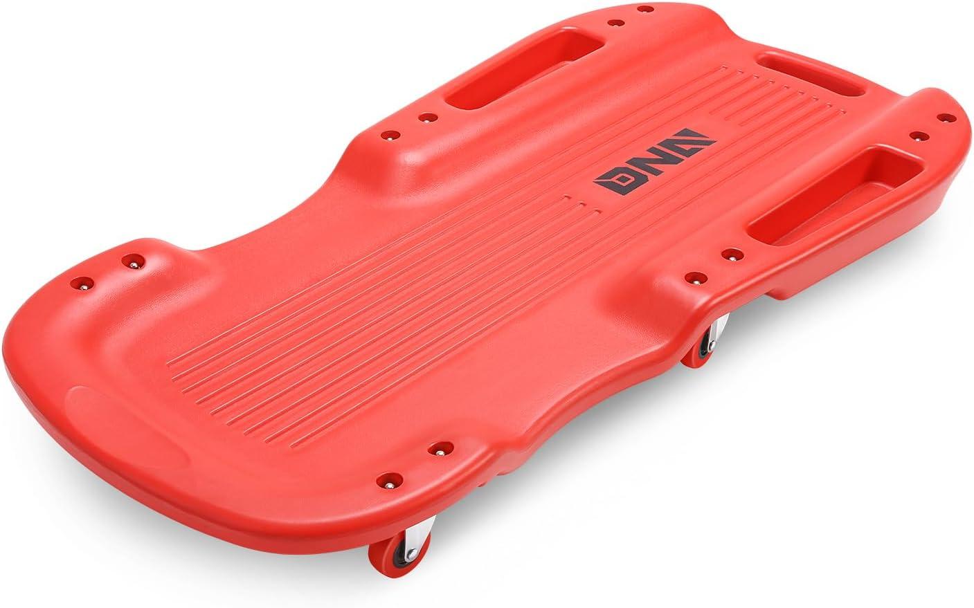 imageDNA MOTORING 40 Inch Mechanic Creeper Blow Molded Low Profile Rolling Garage Creeper wPadded Headrest Dual Tool Trays 350lbs Capacity Red TOOLS00005Red