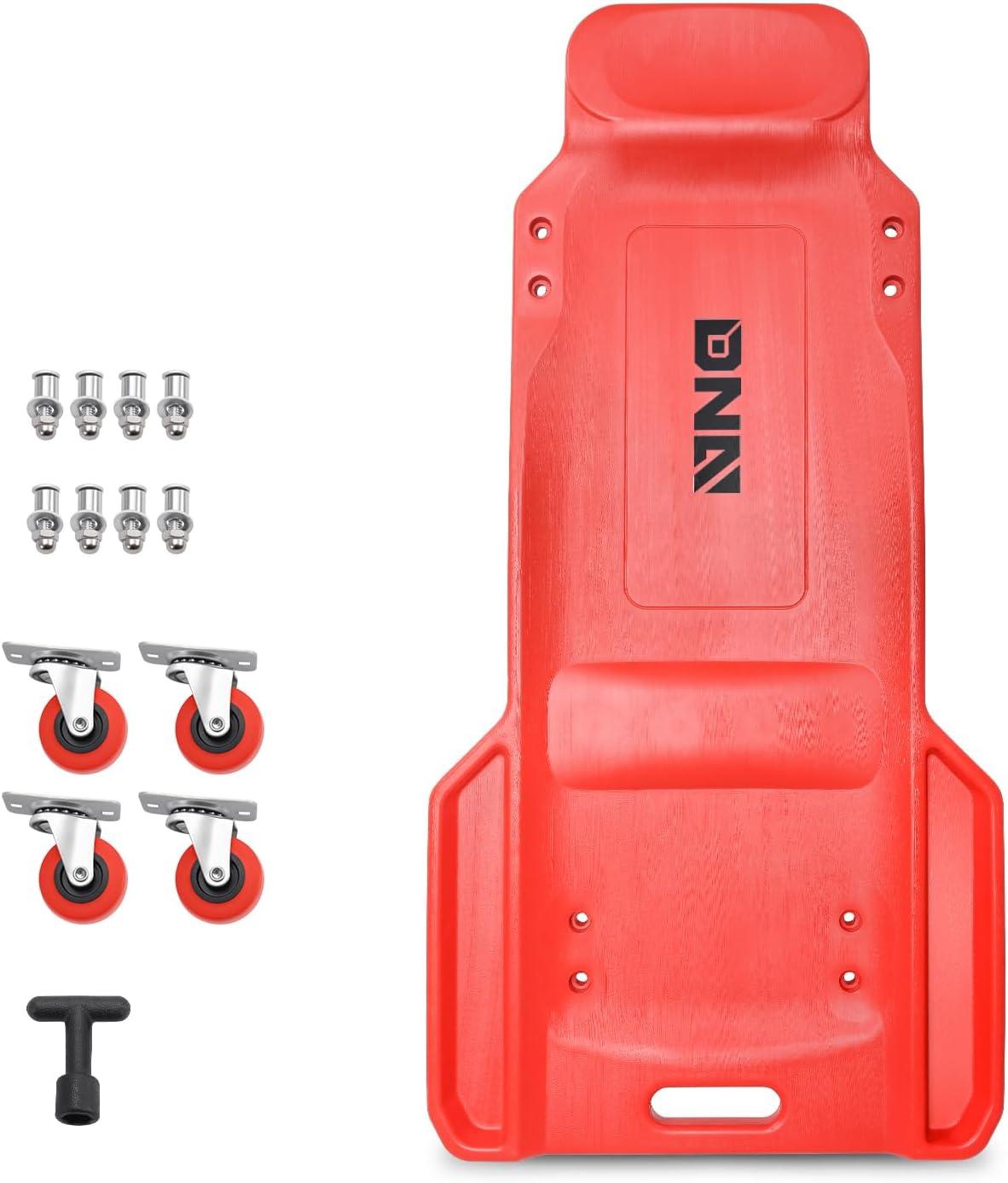 imageDNA MOTORING 40 Inch Mechanic Creeper Blow Molded Low Profile Rolling Garage Creeper wPadded Headrest Dual Tool Trays 350lbs Capacity Red TOOLS00005Red