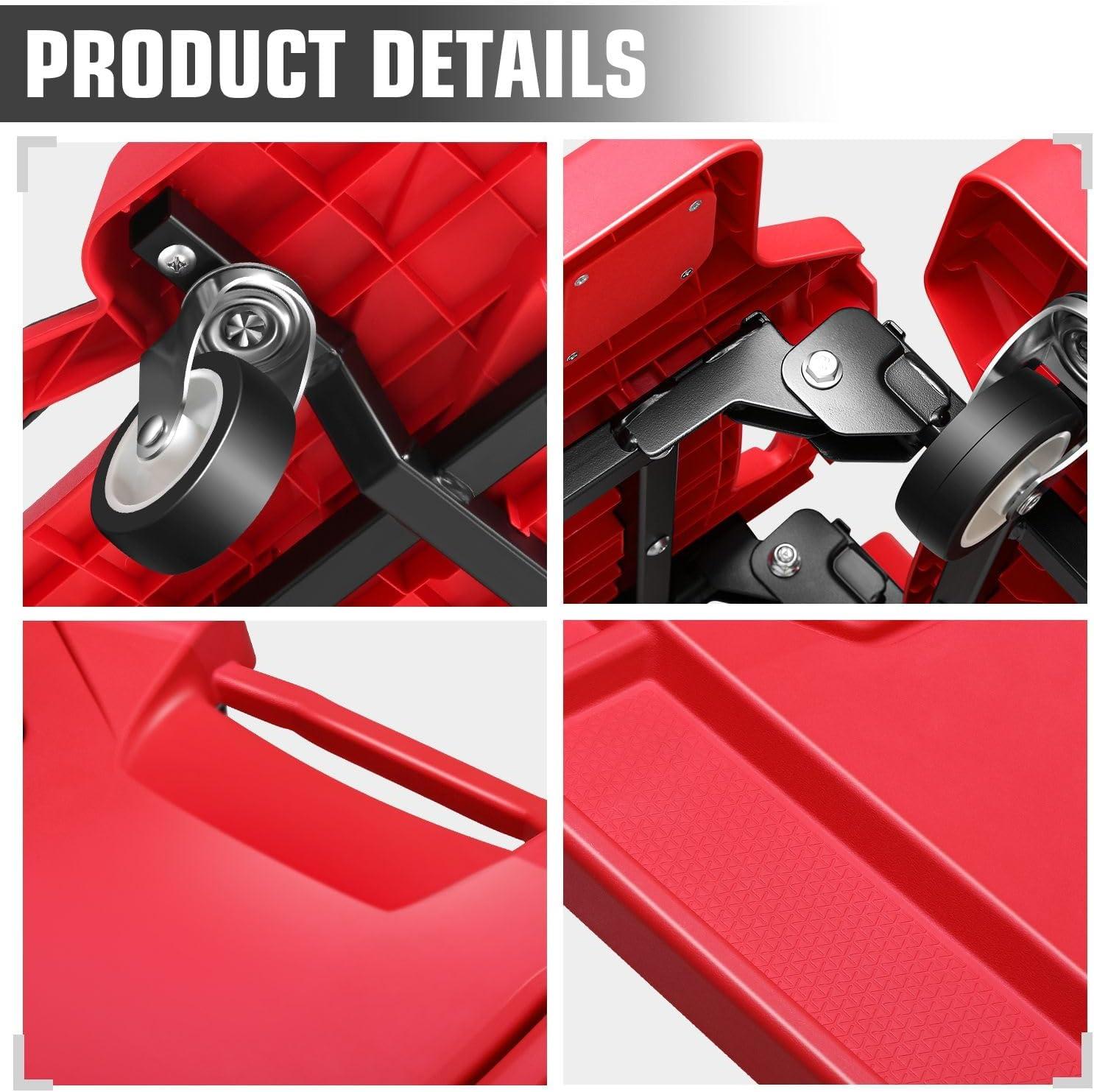 imageDNA MOTORING 40 Inch Mechanic Creeper Blow Molded Low Profile Rolling Garage Creeper wPadded Headrest Dual Tool Trays 350lbs Capacity Red TOOLS00005Red