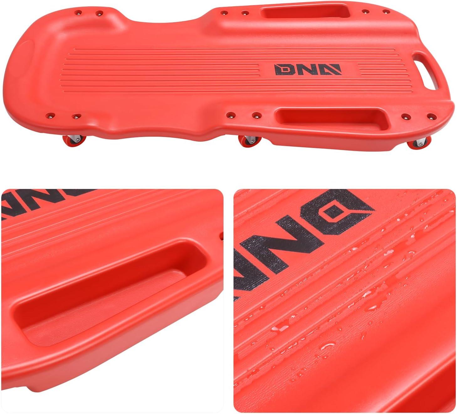 imageDNA MOTORING 40 Inch Mechanic Creeper Blow Molded Low Profile Rolling Garage Creeper wPadded Headrest Dual Tool Trays 350lbs Capacity Red TOOLS00005Red