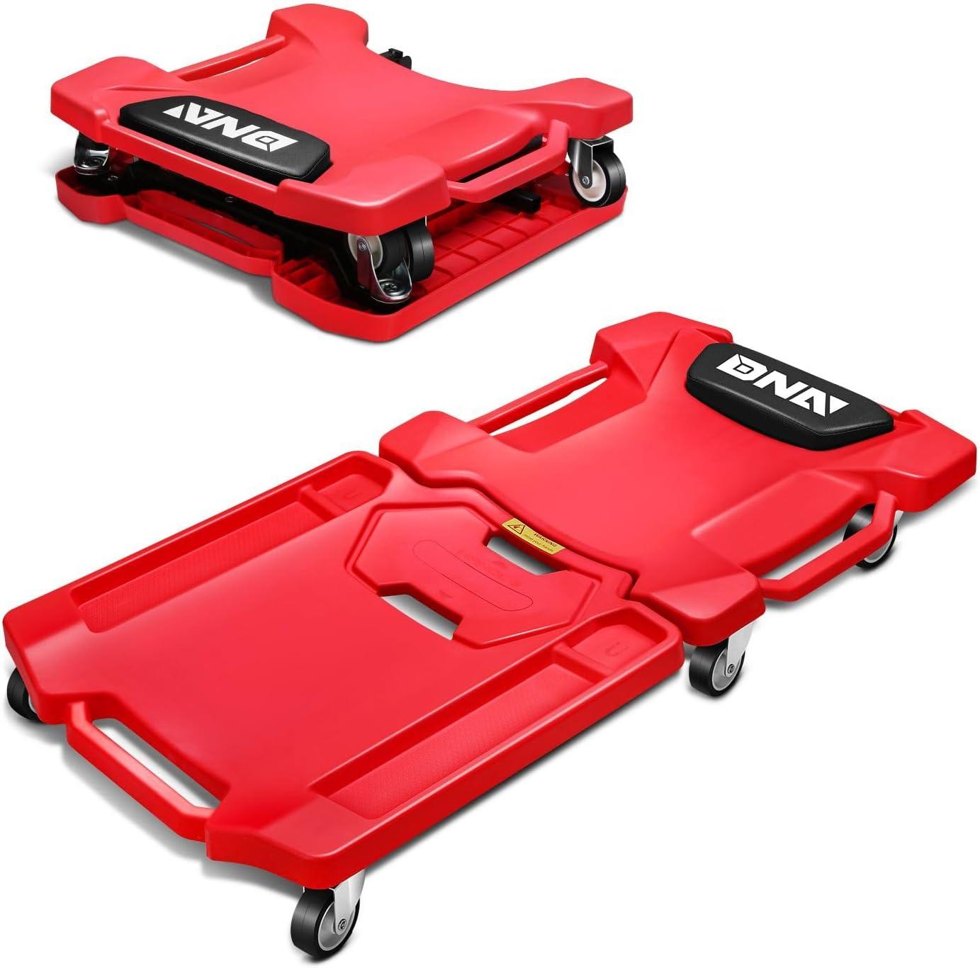 imageDNA MOTORING 40 Inch Mechanic Creeper Blow Molded Low Profile Rolling Garage Creeper wPadded Headrest Dual Tool Trays 350lbs Capacity Red TOOLS00005Red