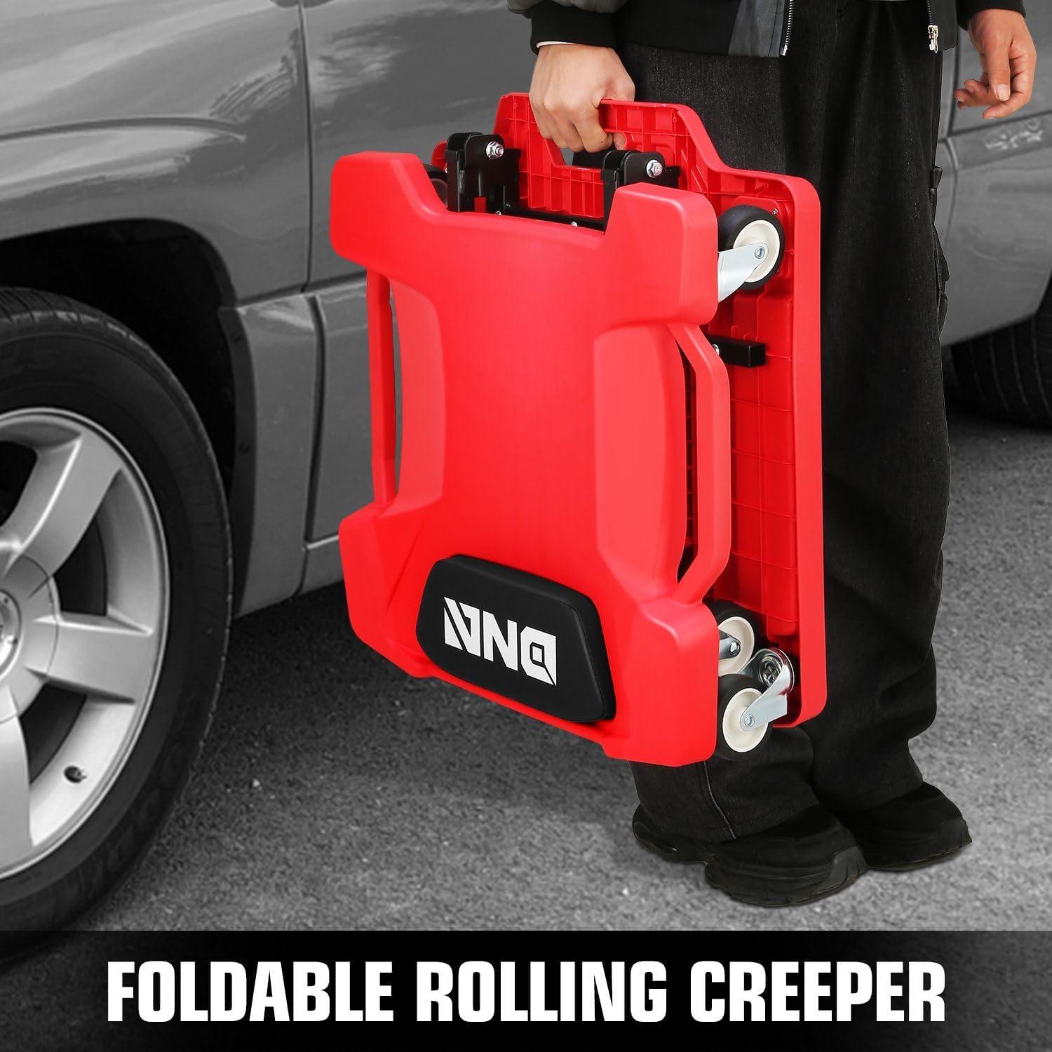 imageDNA MOTORING 40 Inch Mechanic Creeper Blow Molded Low Profile Rolling Garage Creeper wPadded Headrest Dual Tool Trays 350lbs Capacity Red TOOLS00005Red