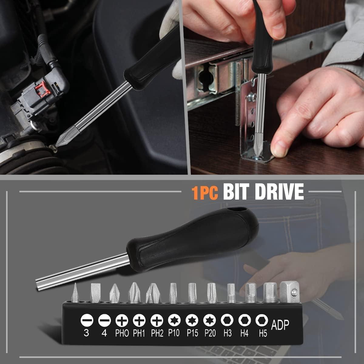 imageDNA MOTORING 64pcs Mechanics Auto ampamp Home Repair Tool Box Screwdriver Bit Tool Set SAE and Metric Socket Wrench Set YellowBlack TOOLS0002717 Pcs Daily Repair Toolbox