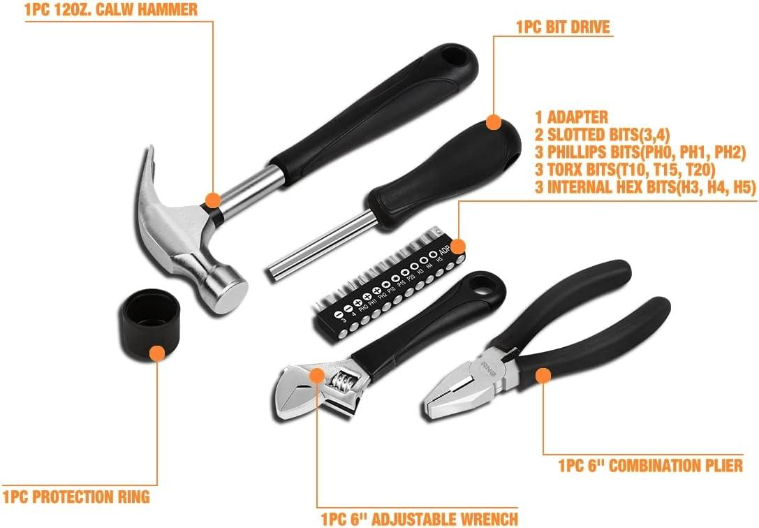 imageDNA MOTORING 64pcs Mechanics Auto ampamp Home Repair Tool Box Screwdriver Bit Tool Set SAE and Metric Socket Wrench Set YellowBlack TOOLS0002717 Pcs Daily Repair Toolbox