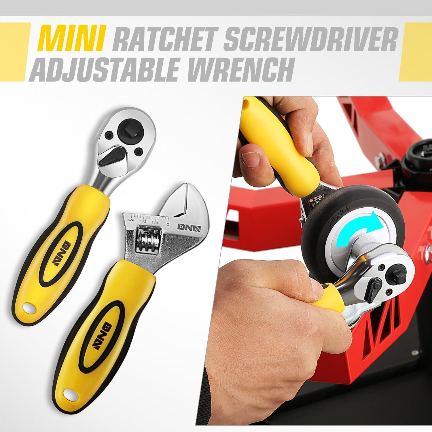 imageDNA MOTORING 64pcs Mechanics Auto ampamp Home Repair Tool Box Screwdriver Bit Tool Set SAE and Metric Socket Wrench Set YellowBlack TOOLS00027Mechanic Repair Tool box