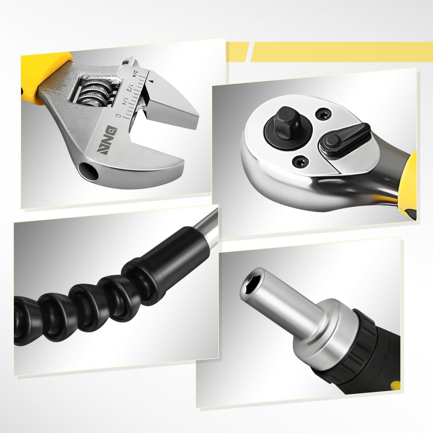 imageDNA MOTORING 64pcs Mechanics Auto ampamp Home Repair Tool Box Screwdriver Bit Tool Set SAE and Metric Socket Wrench Set YellowBlack TOOLS00027Mechanic Repair Tool box