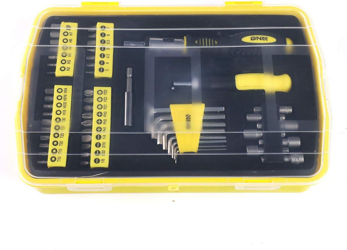 imageDNA MOTORING 64pcs Mechanics Auto ampamp Home Repair Tool Box Screwdriver Bit Tool Set SAE and Metric Socket Wrench Set YellowBlack TOOLS00027Screwdriver Set Tool Kit