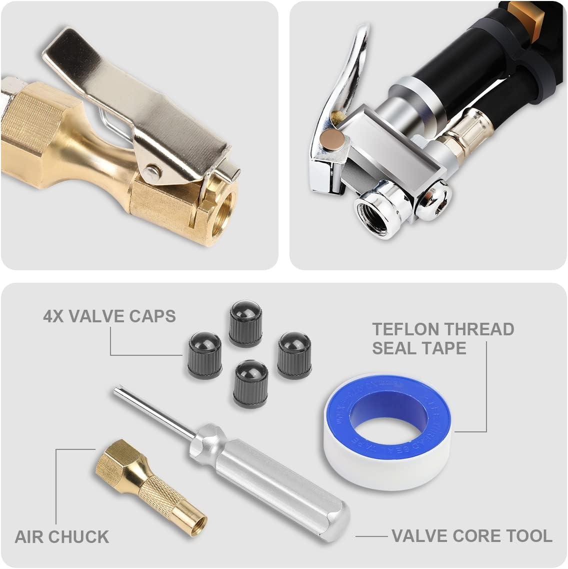 imageDNA MOTORING Digital Tire Inflator 25quot Pressure Gauge 200 PSI Air Chuck Compressor Accessories Heavy Duty w 18in Rubber Tube ampamp Quick Connect Coupler TOOLS00084