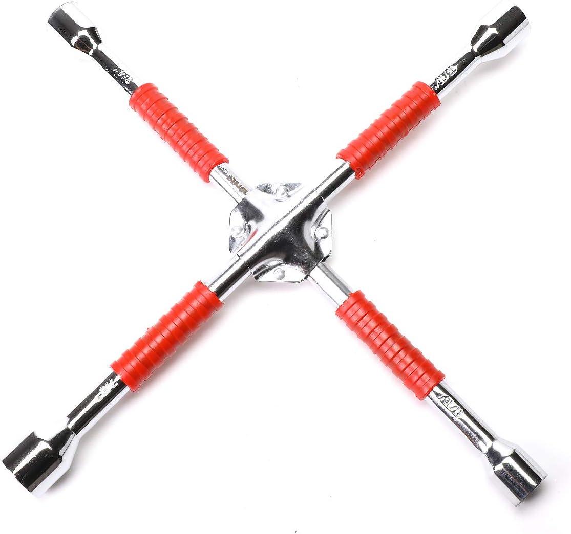imageDNA MOTORING TOOLS00099 Durable 4Way Lug Cross Rubberized Grip Wrench Automobile Car Tire Changing Repair Tool Kit