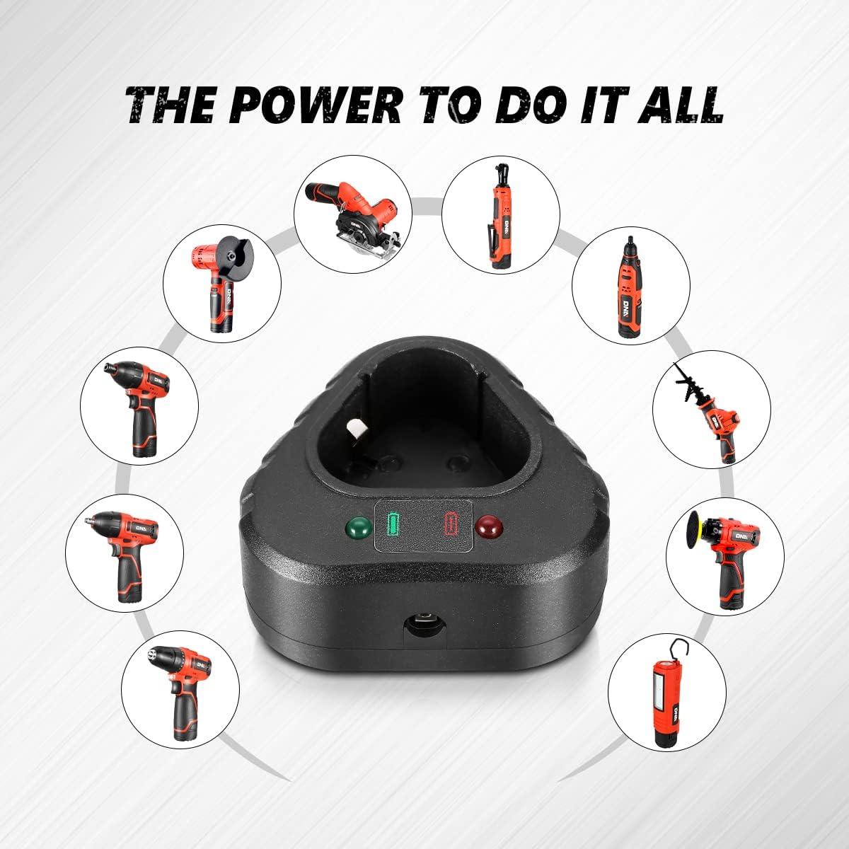 imageDNA MOTORING TOOLS00179 12V LithiumIon Battery Normal Charger for Power Tool with LED Indicator 35HR Charging Time