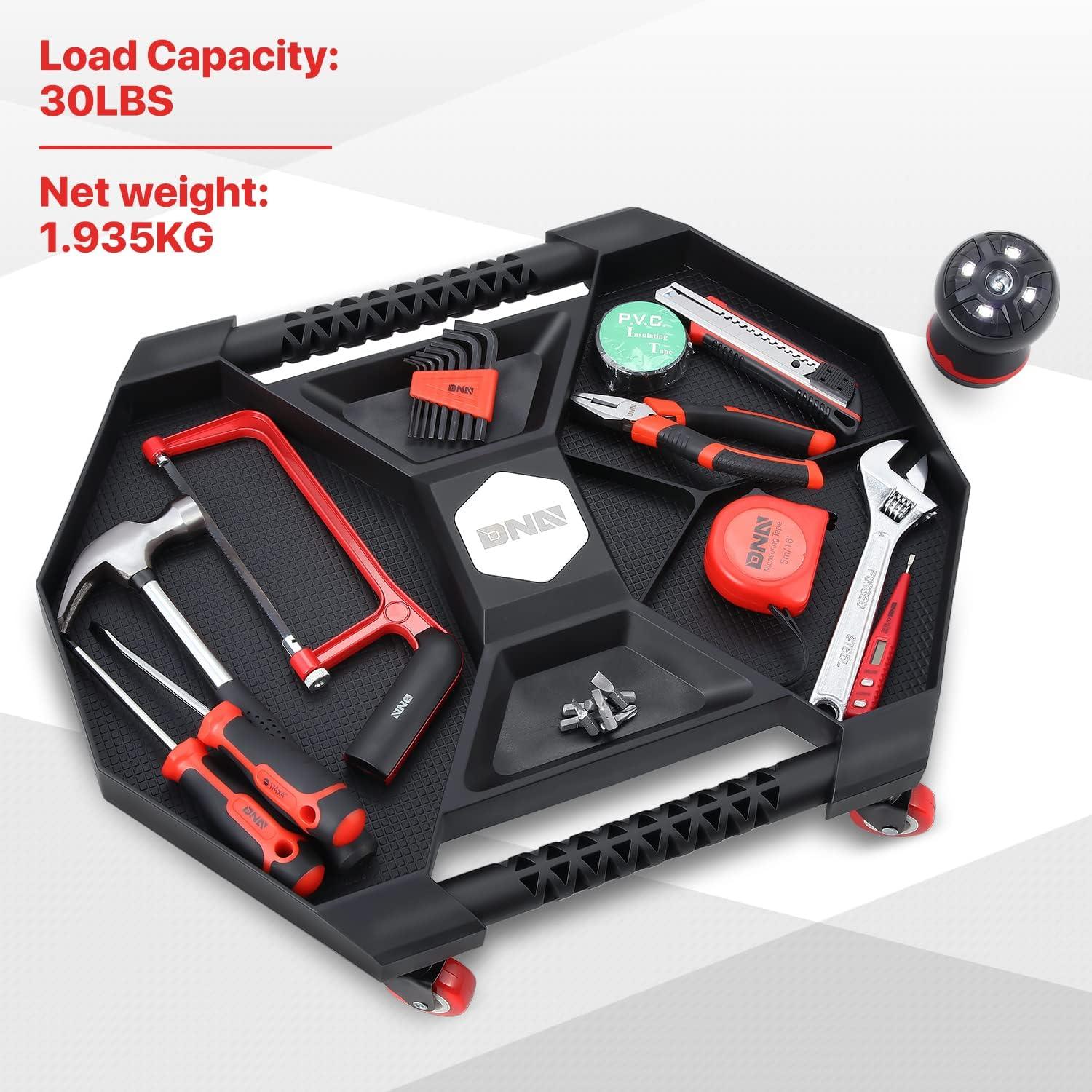 imageDNA MOTORING TOOLS00199 Automotive Rolling Tool Creeper with Lamp 3 X 2 Swivel Casters 30 lbs Load Capacity BlackOctagon W light