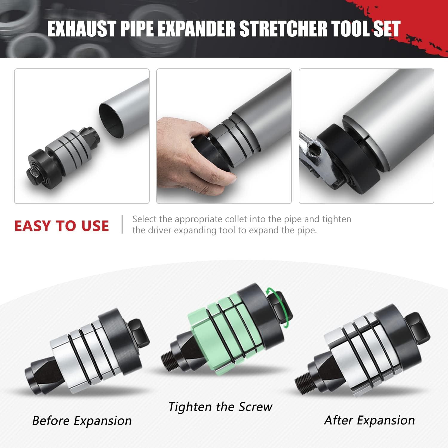 imageDNA MOTORING TOOLS00202 158 to 414 Inches Exhaust Pipe Expander Stretcher Tool Set with Rubber Rings for Automotive Car Tail Pipe Tube Repair