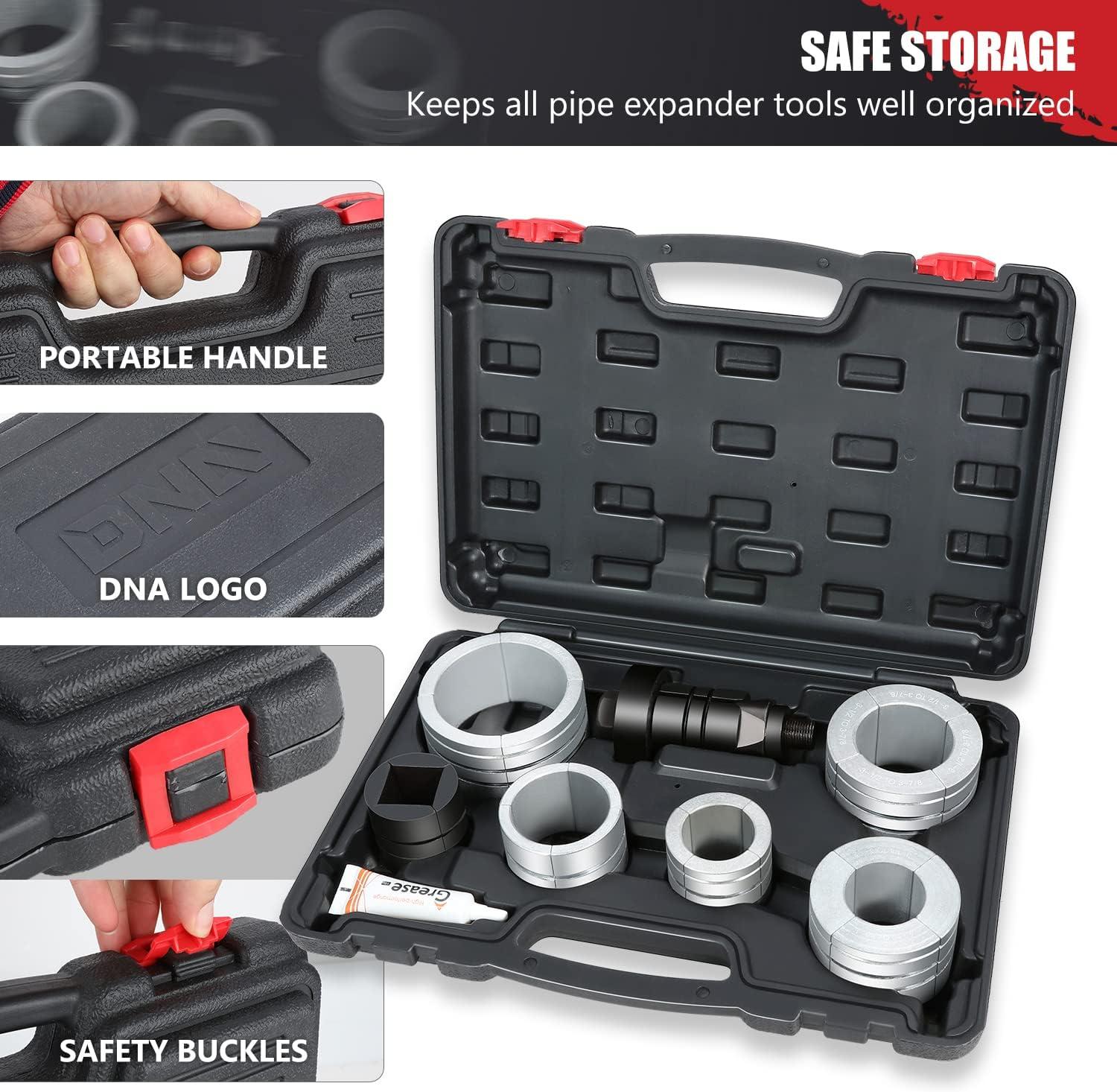 imageDNA MOTORING TOOLS00202 158 to 414 Inches Exhaust Pipe Expander Stretcher Tool Set with Rubber Rings for Automotive Car Tail Pipe Tube Repair