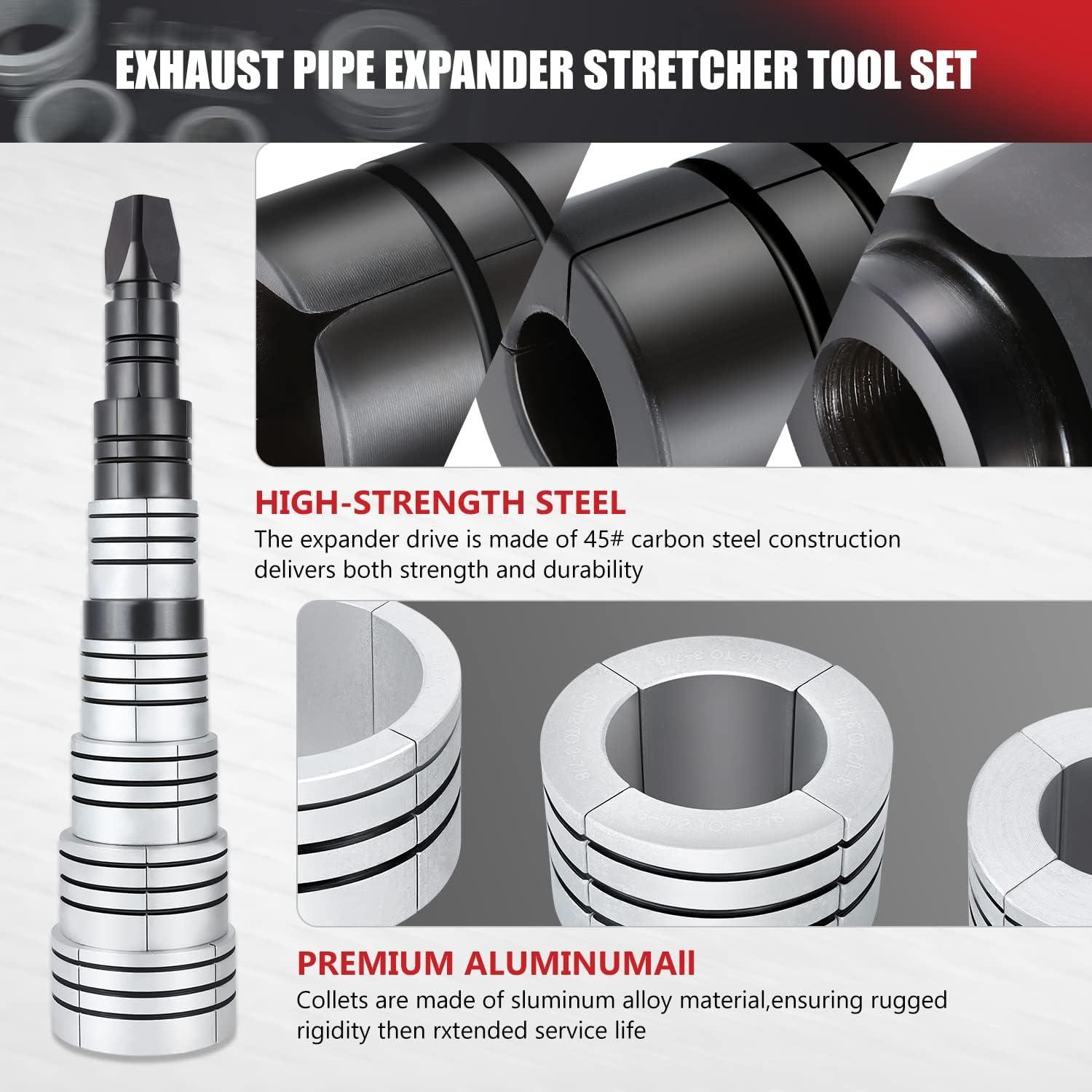 imageDNA MOTORING TOOLS00202 158 to 414 Inches Exhaust Pipe Expander Stretcher Tool Set with Rubber Rings for Automotive Car Tail Pipe Tube Repair