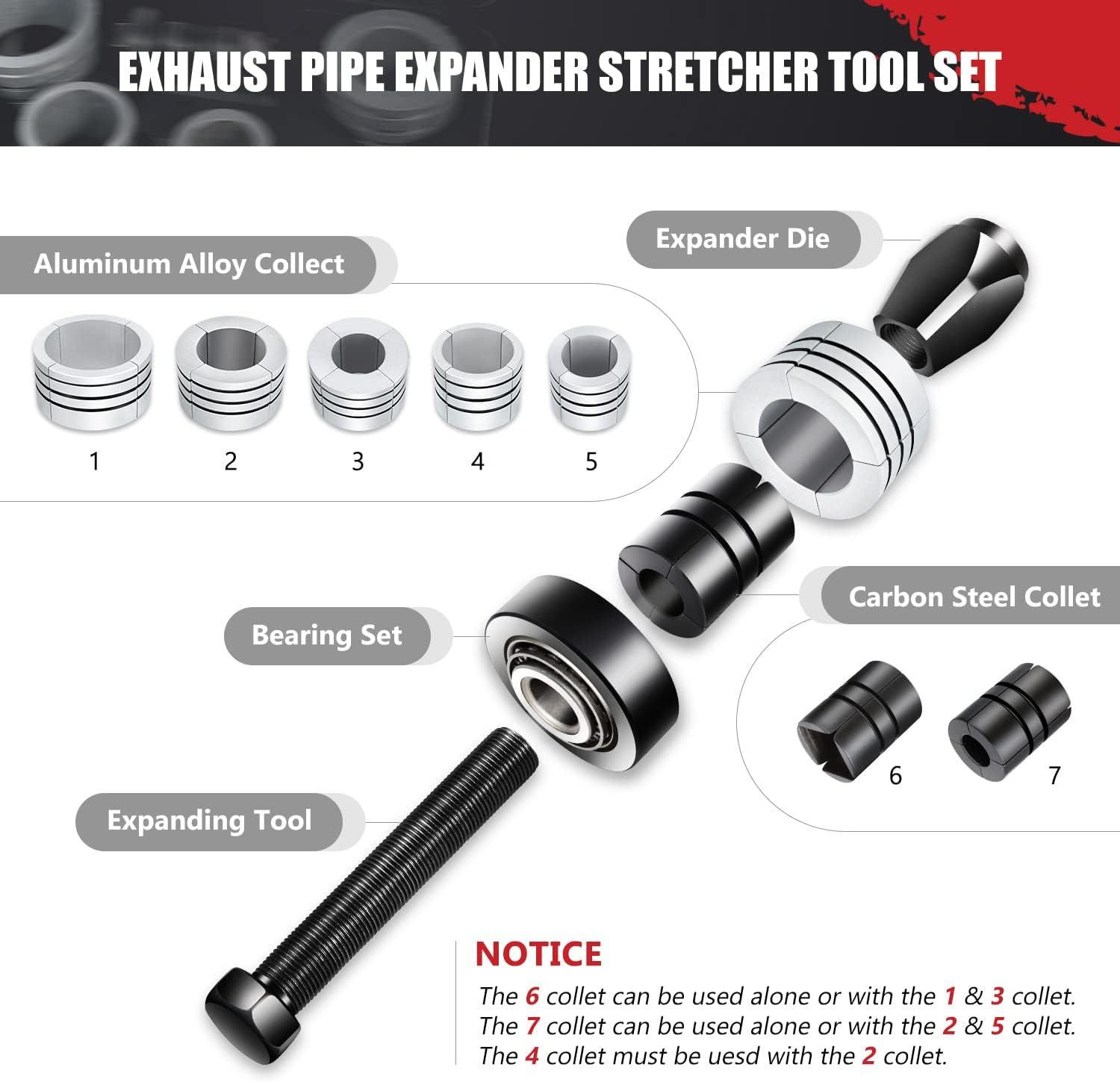 imageDNA MOTORING TOOLS00202 158 to 414 Inches Exhaust Pipe Expander Stretcher Tool Set with Rubber Rings for Automotive Car Tail Pipe Tube Repair