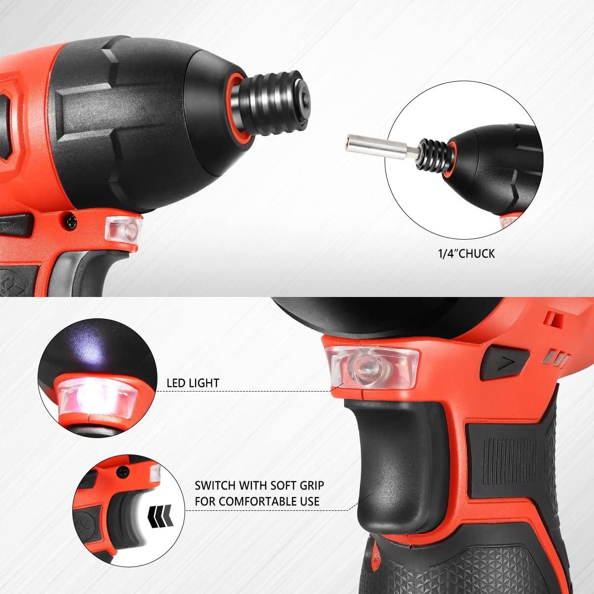 imageDNA MOTORING TOOLS00236 Rechargeable 36V Cordless Electric Screwdriver Tool Kit with LED Worklight BlueRed