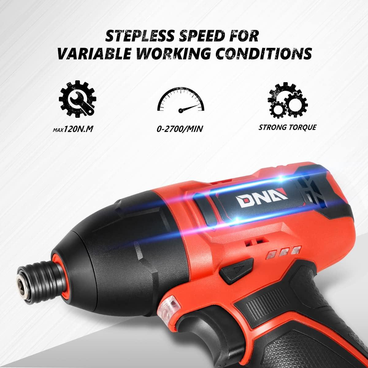 imageDNA MOTORING TOOLS00236 Rechargeable 36V Cordless Electric Screwdriver Tool Kit with LED Worklight BlueRed
